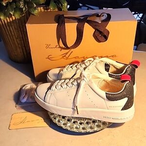 Vintage Havana white sneakers, black sparkle  back sparkle.  NEW in box.